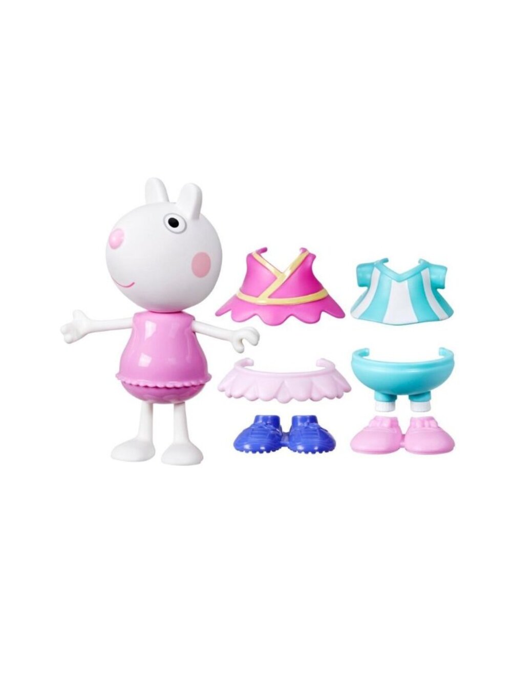 Peppa Pig Suzy Sheep Dress-Up Figure 7-Piece Set Easy-On Outfits Ages 3+ Hasbro